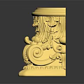 European-style stigma carved column gold column bottom 3d model