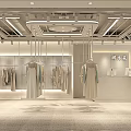 Modern Clothing Store With White Interior Mannequins Hanging Clothes Green Plant And Bright Lighting