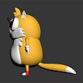 Animated Game Character Yellow White Squirrel With Big Red Eyes Surprised Expression Orange Ears Tail