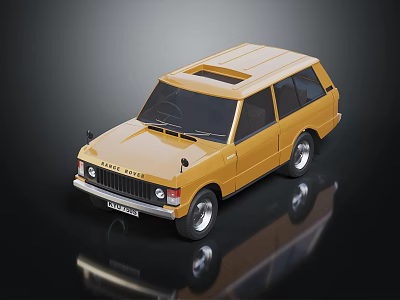Yellow Classic Land Rover Model Car With Retro Design And Shiny Exterior 3d model