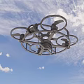 Modern Black Quadcopter Drone with Protective Frame and Rotor Design
