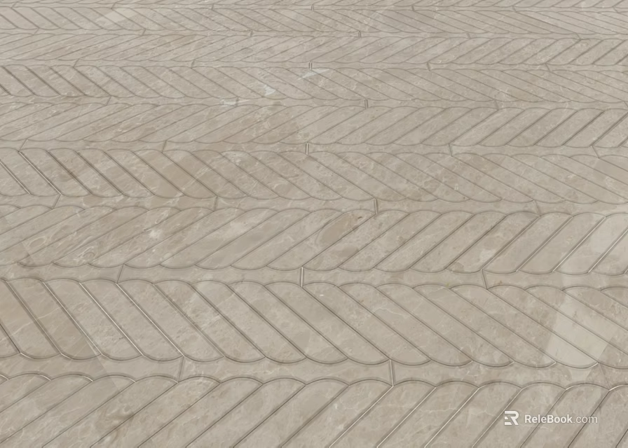 Elegant Beige Marble Floor Tiles With Herringbone Pattern Interior Design 3d model 