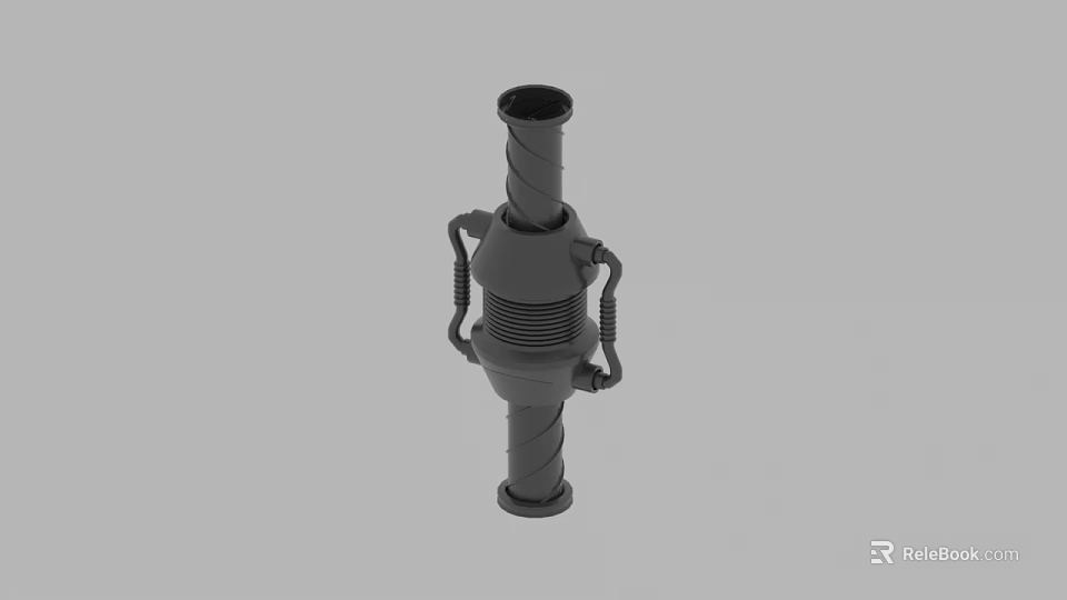 3D Model of Industrial Mechanical Component With Spiral Structure and Clamps 3d model 