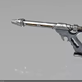 Futuristic Sci-Fi Weapon Silver Metallic Gun Design With Reflective Barrel And Grip