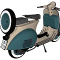 Vintage Teal And Beige Motorcycle With Classic Design And Retro Wheels