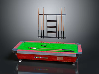 Modern Pool Table With Green Felt Surface And Cue Rack For Home Use 3d model
