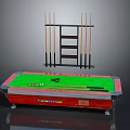 Modern Pool Table With Green Felt Surface And Cue Rack For Home Use