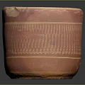 Ancient Reddish Brown Clay Pot With Striped Patterns And Worn Edges 3d model