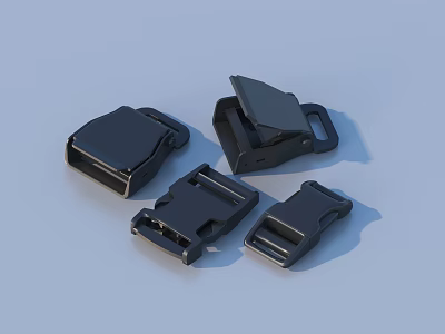 Black Plastic Buckles In Various Styles For Daily Life Supplies Backpacks Belts 3d model