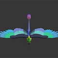 Colorful Eagle With Spread Wings Vibrant Green Blue Pink Yellow Feathers On Dark Background
