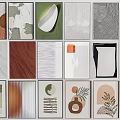 Various Abstract Wall Art Paintings With Natural Elements And Colorful Textures