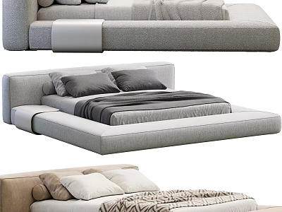 Modern Upholstered Bed Designs With Cushioned Headboards And Soft Bedding Styles 3d model