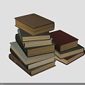 Stacked Books With Various Colored Covers And Different Sizes On White Background 3d model