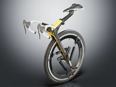 Sleek Black And Yellow Racing Bike With Aerodynamic Design And Curved Handlebars 3d model