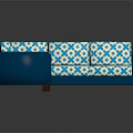L shaped Sectional Sofa with Blue Frame and White Diamond Pattern Upholstery for Modern Living Room