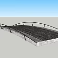 Modern Curved Bridge With Metal Railings Dark Surface And White Base