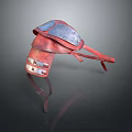 Red Retro Helmet With Metal Components And Classic Design For Daily Living Use