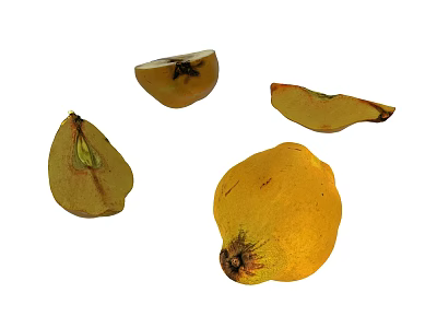 Fresh Yellow Pears Whole And Sliced With Visible Seeds And Juicy Texture 3d model
