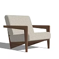 Modern Leisure Chair With Walnut Wood Frame And Textured Fabric Upholstery