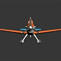 Cartoon Passenger Plane with Orange Body Blue Wing Accents and Friendly Face