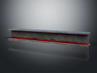 Sturdy Long Gray Metal Hardware Tool Featuring Red Middle Section on Black Smooth Surface 3d model