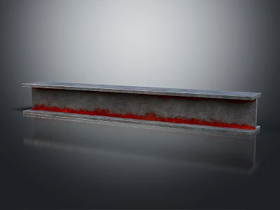 Sturdy Long Gray Metal Hardware Tool Featuring Red Middle Section on Black Smooth Surface 3d model