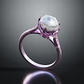 Elegant Purple Metal Ring Featuring White Pearl And Intricate Setting Details