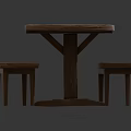 Wooden Dining Table and Bench Set with Rustic Design for Home Kitchen Area