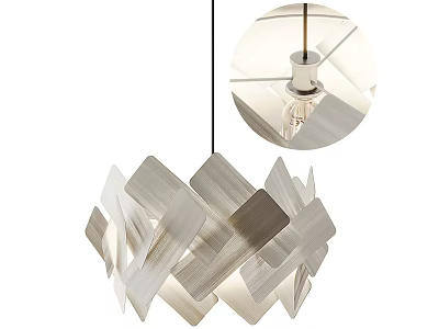 Modern Geometric Chandelier with White and Light Wood Angular Panels for Contemporary Interior Design 3d model
