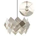 Modern Geometric Chandelier with White and Light Wood Angular Panels for Contemporary Interior Design