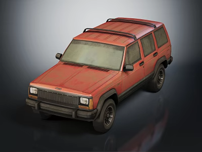 Red Vintage SUV With Roof Rack Classic Design And Retro Exterior 3d model