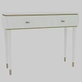 Elegant Modern White Dressing Table With Gold Accents And Slim Legs Design