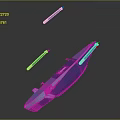Blue Streamlined Futuristic Vehicle With Two Illuminated Blue Rods On Dark Background