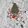 Beautiful Lit Christmas Tree Surrounded By Colorful Wrapped Gifts And Ornaments