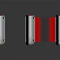 Public Facility Access Control Turnstile With Silver Body And Red Barrier 3d model