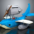 Blue Passenger Plane With Propeller And White Wings 3D Model Design 3d model