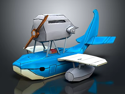 Blue Passenger Plane With Propeller And White Wings 3D Model Design 3d model Blue Passenger Plane With Propeller And White Wings 3D Model Design 3d model