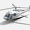 White Helicopter with Main Rotors Parked on Ground and Shadow 3d model