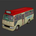Yellow City Bus with Red Roof Illuminated Top Sign and Blue Side Text Design