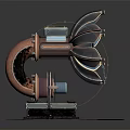 Vintage Gramophone With Metallic Decorations And Colorful Design On Base With Vinyl Records