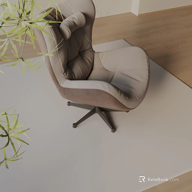 Comfortable Modern Office Chair With Padded Seat Beige Brown Design For Indoor Home Use 3d model 