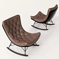 Pair of Modern Leisure Rocking Chairs with Diamond Stitching Streamlined Design and Black Metal Frame