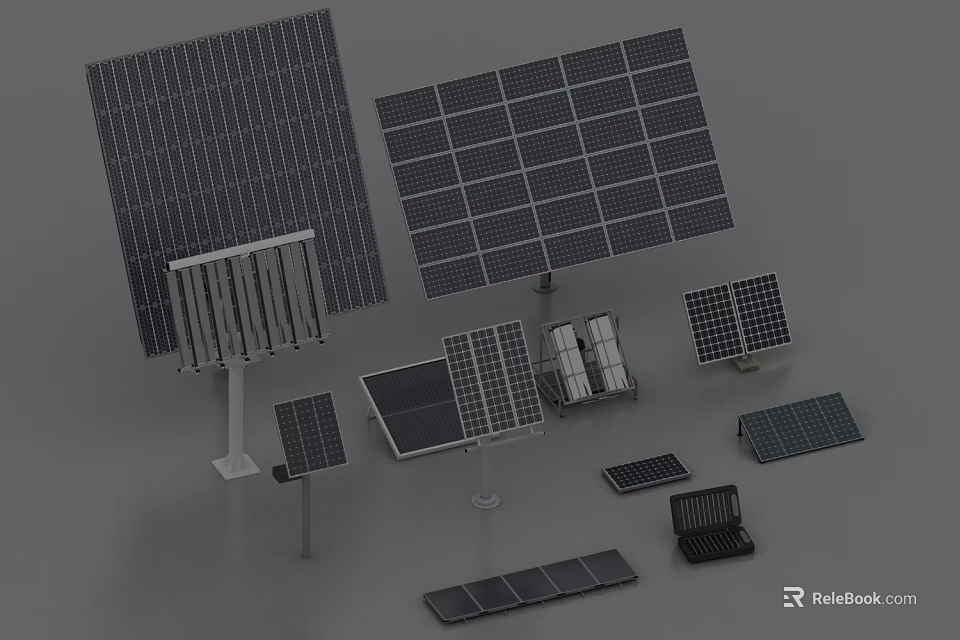 Various Types Of Solar Panel Household Appliances With Modern Design And Sizes For Home Use 3d model 