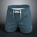 Dark Teal Casual Shorts With White Drawstring Green Side Logo Mesh Material