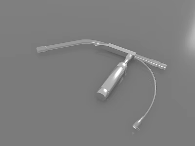 Professional Curved Medical Surgical Tool With Cylindrical Handle And Slender Connector 3d model