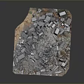Pile of Rubble and Construction Waste Materials on Ground Surface 3d model