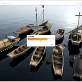 Traditional Wooden Boats Floating On Calm Water With Various Designs And Sailing Elements