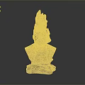 Stone Bust Sculpture With Intricate Headpiece And Textured Base Design