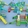 Colorful Playground Equipment for Children Including Slides Swings and Climbing Frames