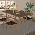 Nordic Dining Table and Chair Combination Dining Table and Chair 3d model